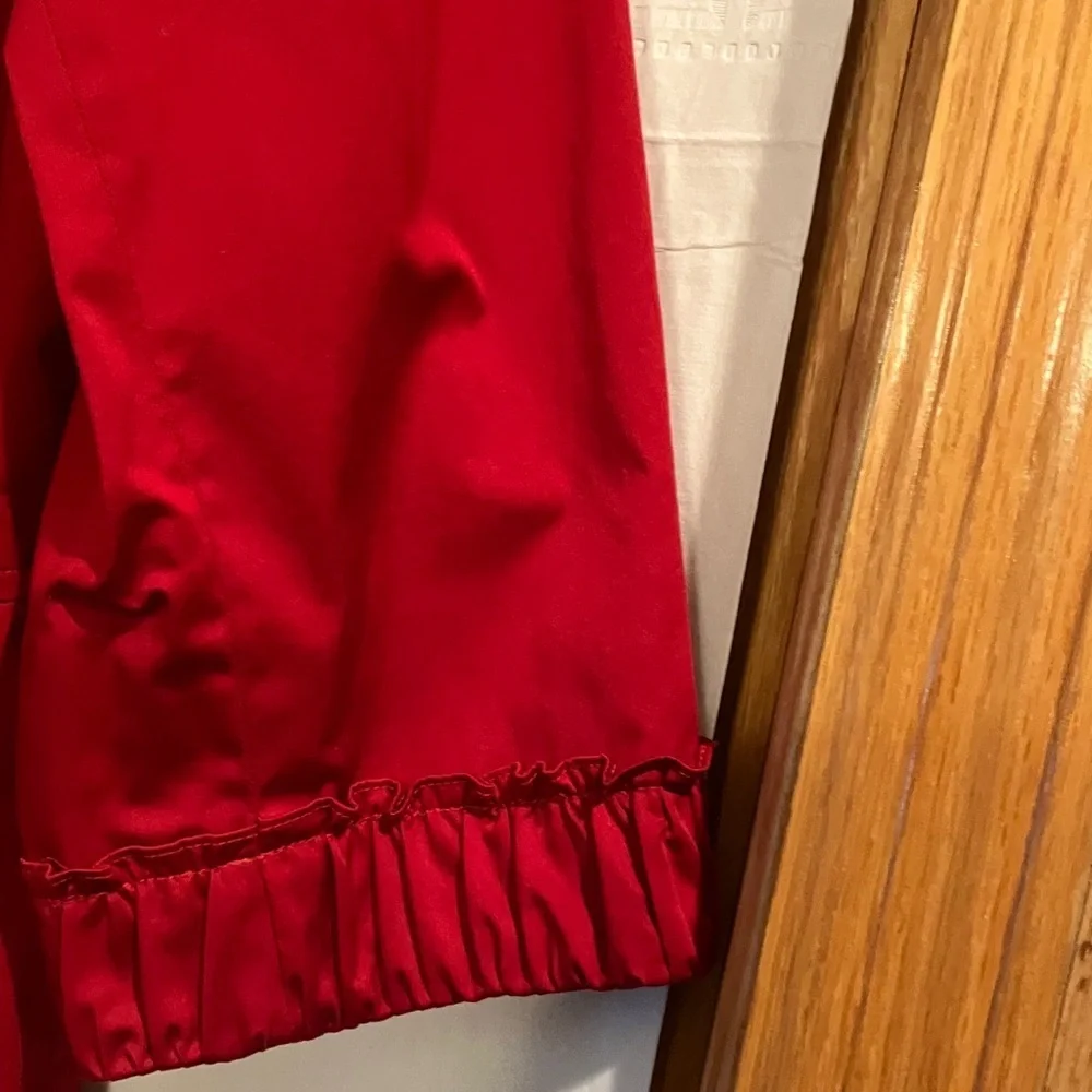 Talbots Women’s Red 3/4 Sleeve HiddenSnap Front 16WP Ruffle Hem Blazer-Jacket
